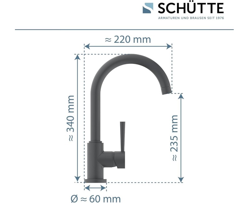 Смеситель для кухни Schütte Cornwall Matt антрацит