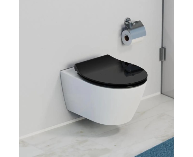 Крышка для унитаза Schütte SLIM, дюропласт с механизмом плавного закрывания, черная