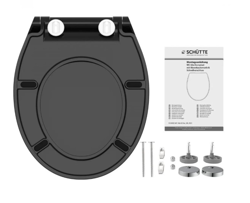 Крышка для унитаза Schütte SLIM, дюропласт с механизмом плавного закрывания, черная