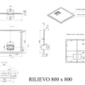 Душевой поддон BLU Rilievo Square 80x80см
