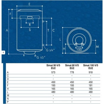 Водонагреватель Ariston SIMAT 50L, вертикальный