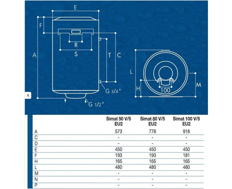 Водонагреватель Ariston SIMAT 80L, вертикальный