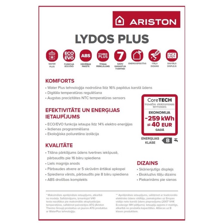 Elektriskais Ūdens Sildītājs (Boilers) ARISTON LYDOS PLUS 100V 1.8kW 100L vertikāls (3201871) Elektriskais Ūdens Sildītājs (Boilers) ARISTON LYDOS PLUS 100V 1.8kW 100L vertikāls (3201871)