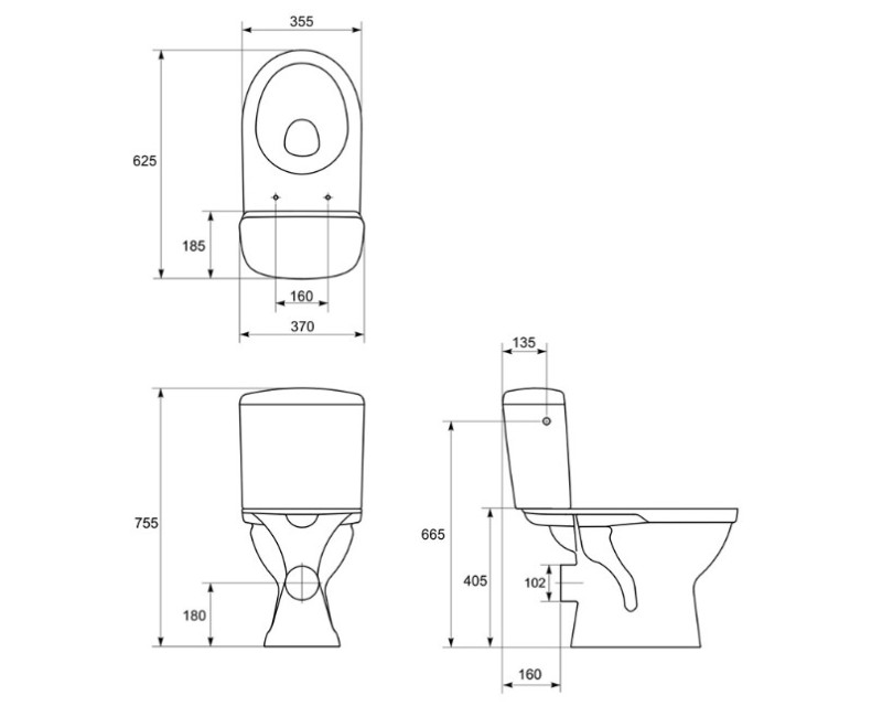 Tualetes Pods Cersanit Merida Ar Horizontālo Izvadu, Polipropilēna Vāks Balts K03-014
