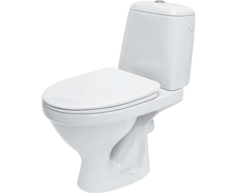 Tualetes Pods Cersanit Eko 2000 Ar Horizontālo Izvadu (90°), ar vāku, Balts K07-102-EX1