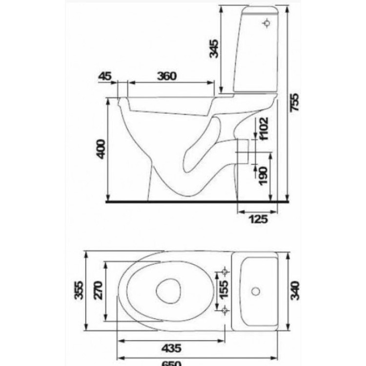 Унитаз Cersanit Eko 2000 С горизонтальным сливом (90°), с крышкой, Белый K07-102-EX1 Унитаз Cersanit Eko 2000 С горизонтальным сливом (90°), с крышкой, Белый K07-102-EX1