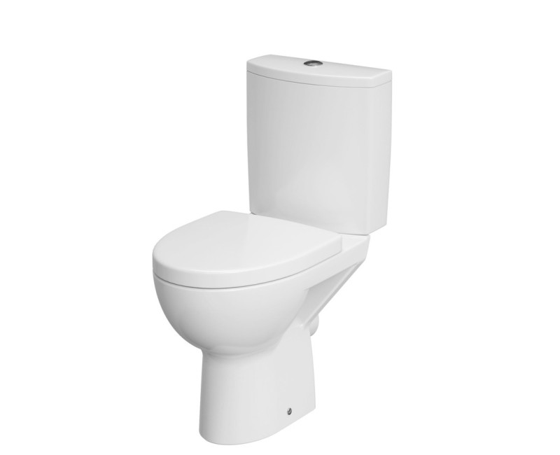 Унитаз Cersanit Parva Clean ON 010 (без обода) с горизонтальным выпуском (90°), крышкой (плавное закрытие), без ободка заподлицо, белый (K27-063)