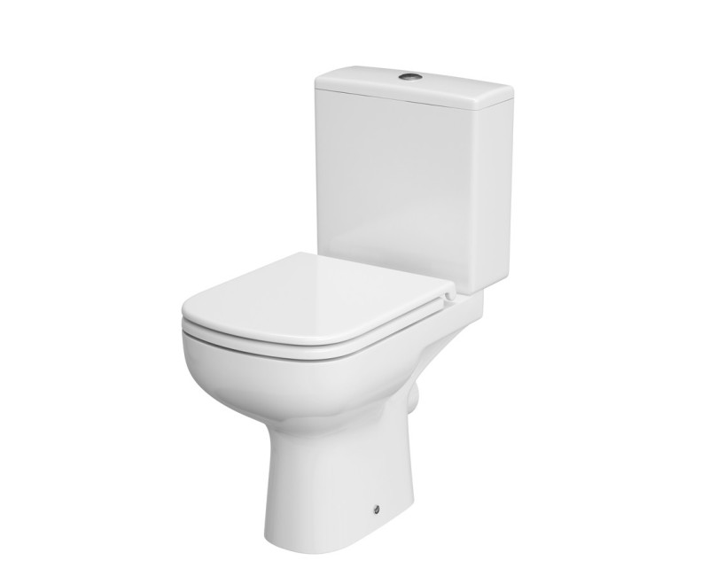 Tualetes Pods Cersanit Colour 575 CleanOn Rimless Ar Horizontālo Izvadu (90°), Soft Close Vāks, Balts (K103-028)