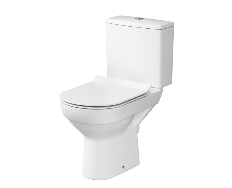 Tualetes Pods Cersanit City 604 New CleanOn 001 Rimless Ar Horizontālo (90°) Izvadi, Soft Close (QR) Vāks, Balts K35-038