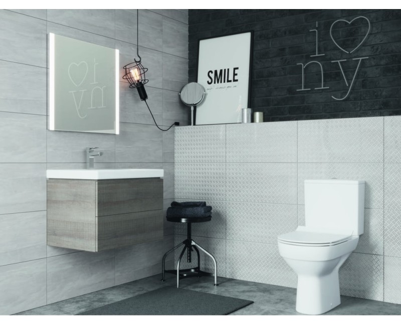 Tualetes Pods Cersanit City 604 New CleanOn 001 Rimless Ar Horizontālo (90°) Izvadi, Soft Close (QR) Vāks, Balts K35-038