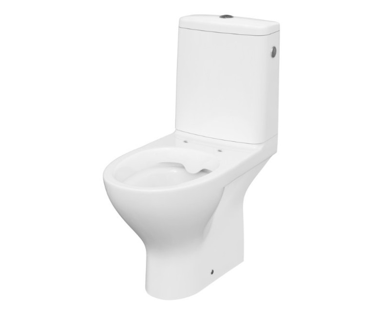 Tualetes Pods Cersanit Moduo 651 CleanOn Rimless Ar Horizontālo (90°) Izvadi, Soft Close (QR) Vāks, Balts K116-003