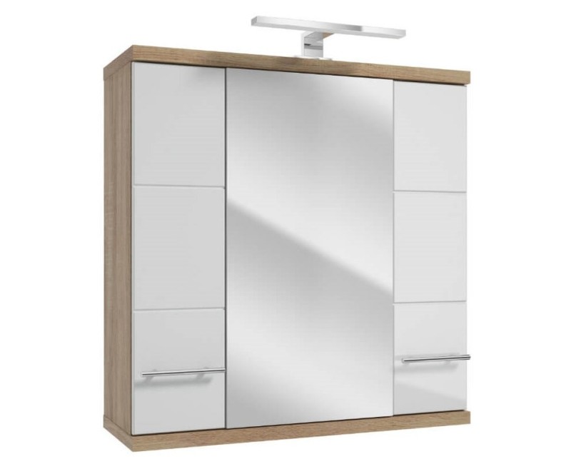 Зеркальный шкаф BARI Deftrans с подсветкой 70см дуб/белый