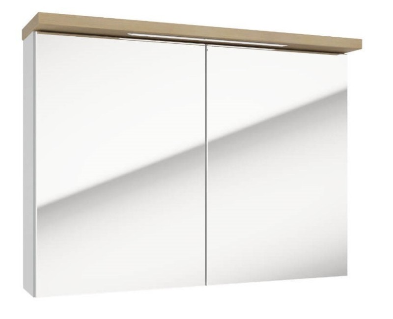 Зеркальный шкаф STILLA Deftrans 80см белый+дуб с подсветкой