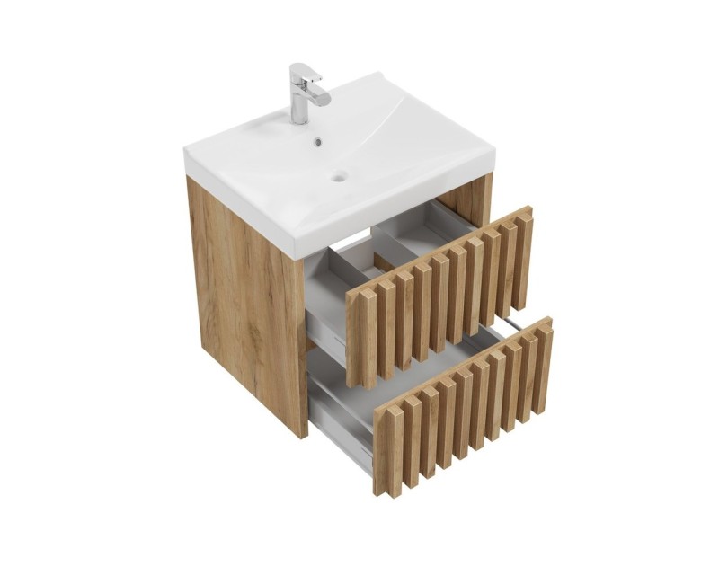 Vannas istabas skapītis Deftrans Tripoli ar izlietni 60 ozols 001-D-06036+1042