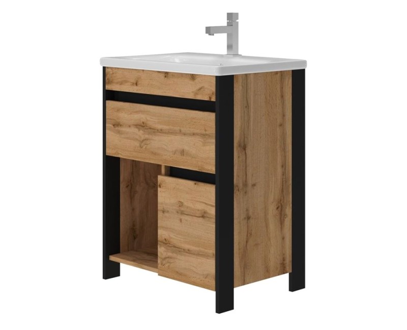 Vannas istabas skapītis Vento Bronx 65 (Bez iezlietnes) (var komplektēt ar izlietni Soft 65) Ozols