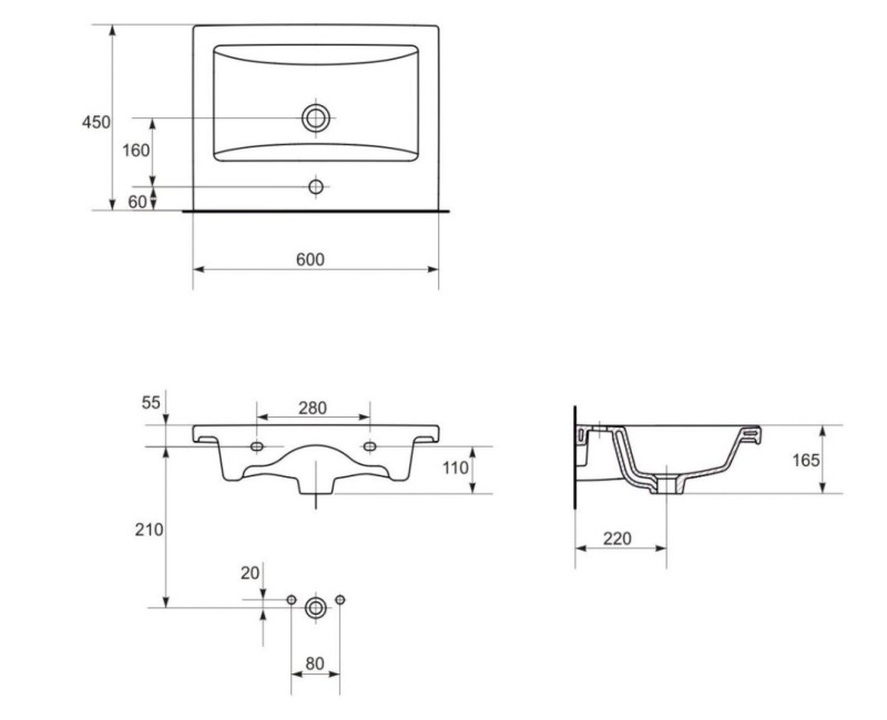 Раковина для ванной комнаты Cersanit Arteco 50 43,5x50см K667-007