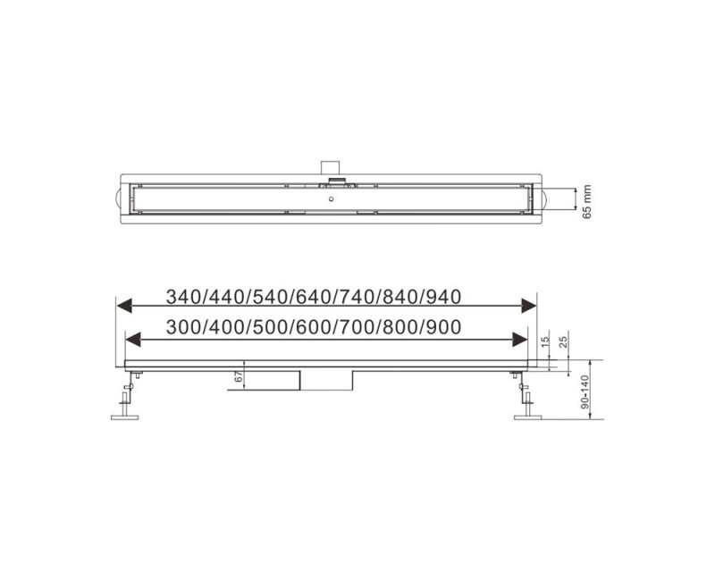 Dušas traps (Kanāls) Vento Napoli 900x70x70, 7211