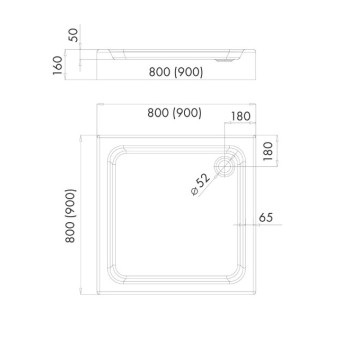 Душевой поддон Vento квадратный SCSA320-L08 90x90cm H=16cm