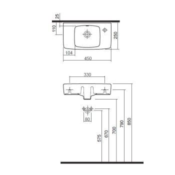 Vannas Istabas Izlietne GEBERIT SELNOVA Square 45X25cm kreisā, 500.319.01.1