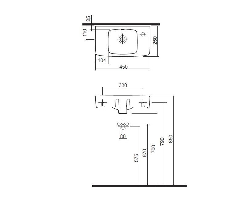 Vannas Istabas Izlietne GEBERIT SELNOVA Square 45X25cm kreisā, 500.319.01.1