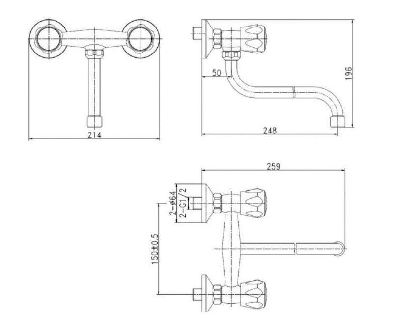 Настенный смесители для кухни BORA Round BORD03D