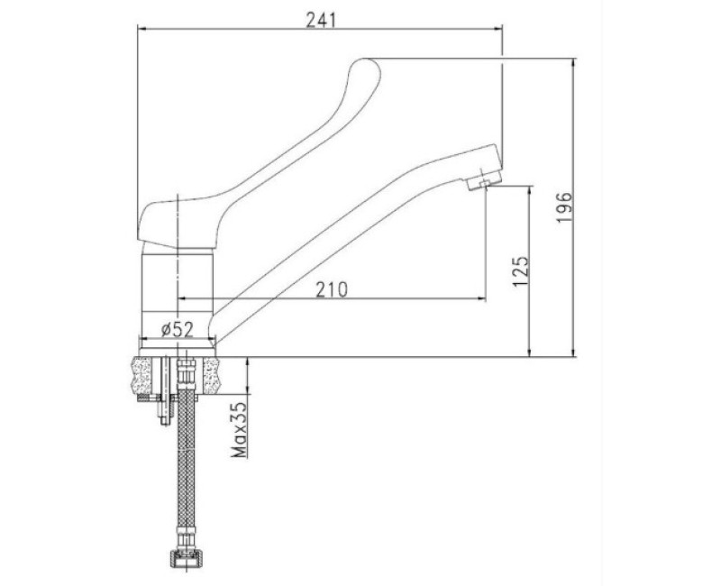 Ūdens Maisītājs virtuves izlietnei BORA STANDART Medic ar paaugstinātu rokturi BOST03F2