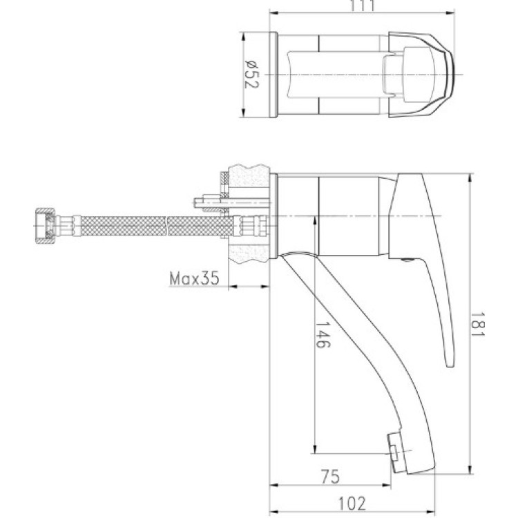 Ūdens Maisītājs virtuves izlietnei 210 mm BORA Standart BOST03F Ūdens Maisītājs virtuves izlietnei 210 mm BORA Standart BOST03F