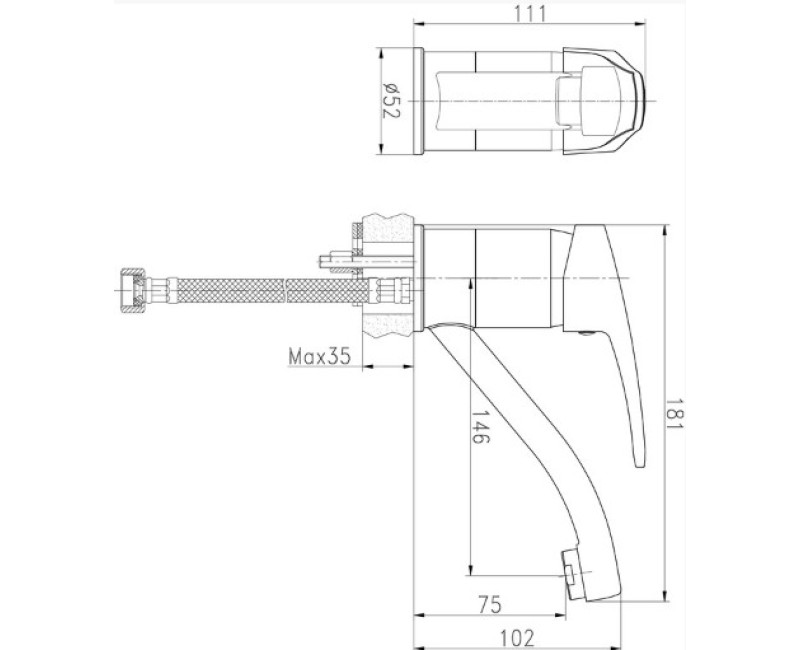 Ūdens Maisītājs virtuves izlietnei 145 mm BORA Standart BOST03F1
