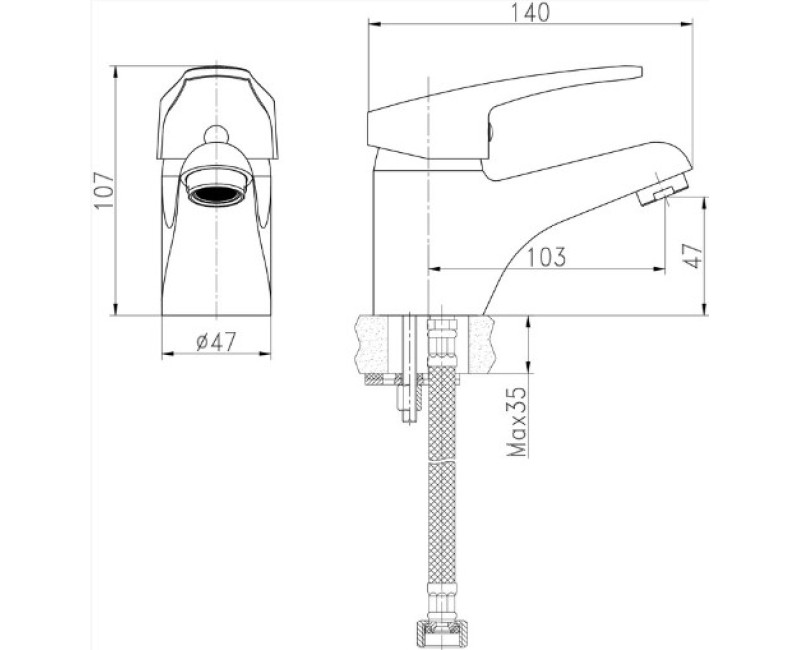 Ūdens Maisītājs vannas istabas izlietnei BORA Standart BOST03B