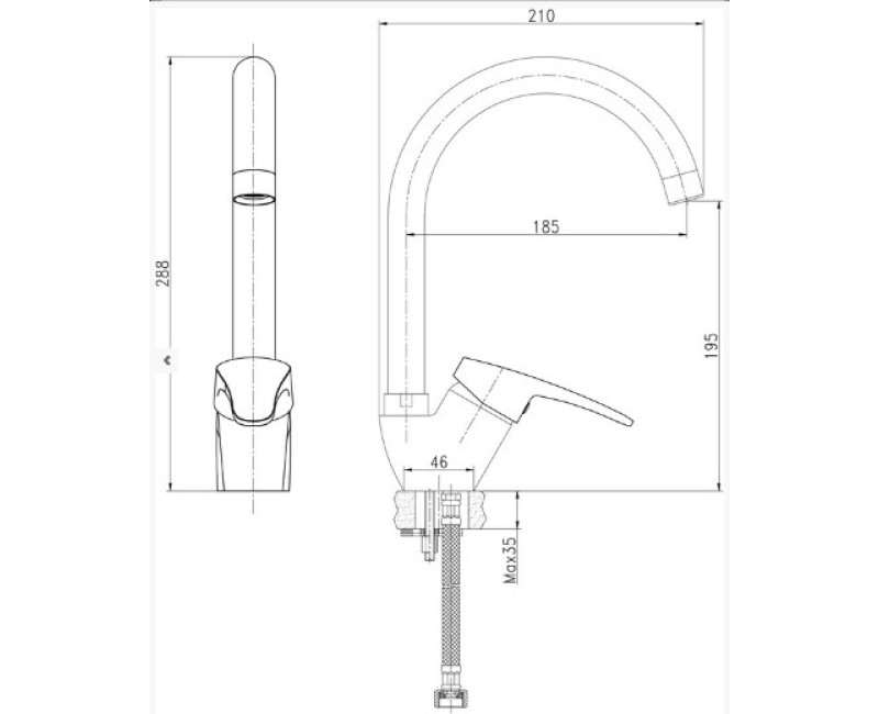 Ūdens Maisītājs virtuves izlietnei ar augsto snīpi BORA Standart BOST462