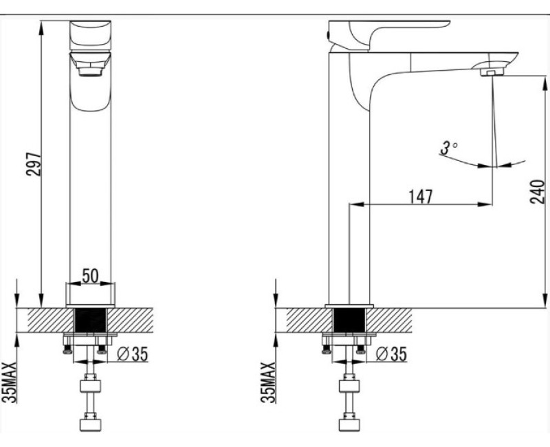 Смеситель для керамической раковины Vento Napoli XL NA15X164C