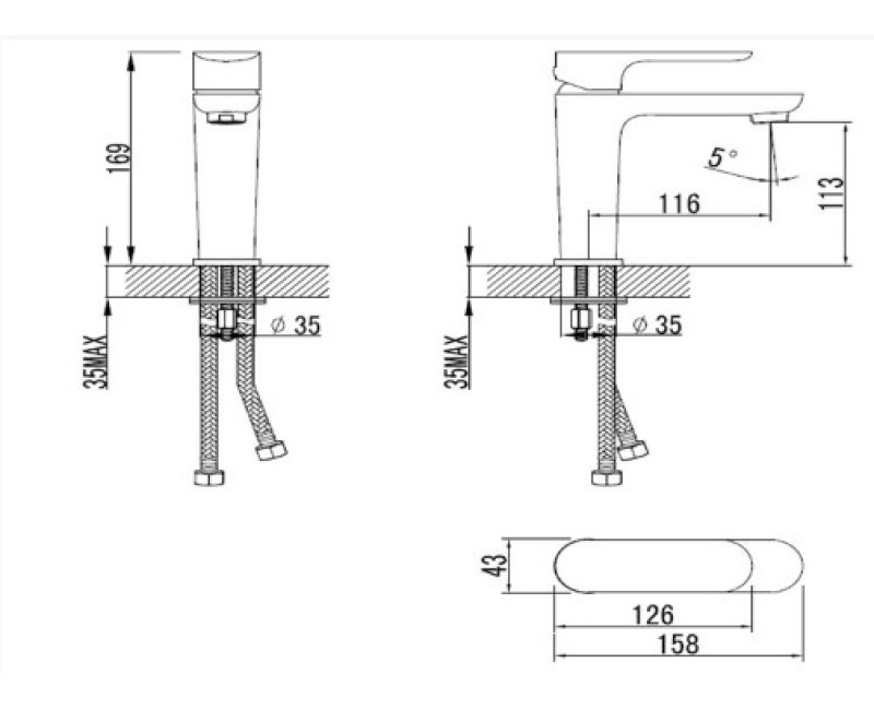 Смеситель для керамической раковины Vento Napoli NA39016C