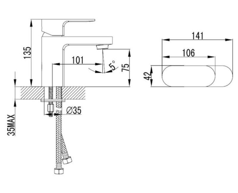 Смеситель для керамической раковины Vento Torino TR26916C
