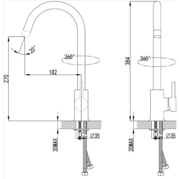 Ūdens Maisītājs virtuves izlietnei Vento Cucina KH1856ANN, niķelēts