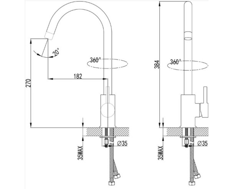 Смеситель для кухонной раковины Vento Cucina никель KH1856ANN