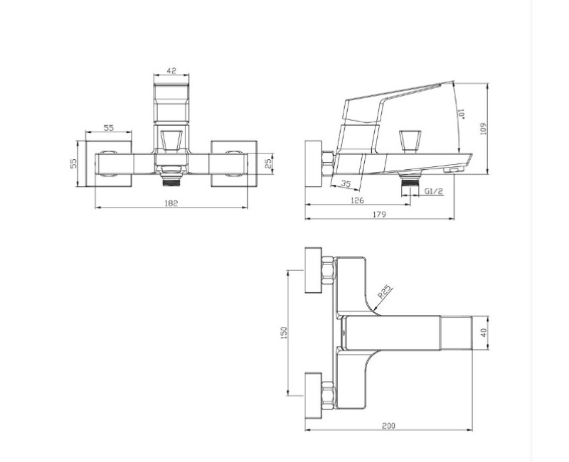 Смеситель для ванны/душа Vento Trento TR0043 Хром