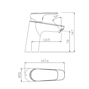 Смеситель для керамической раковины Vento Prato черный PR8101BL