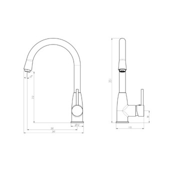 Ūdens Maisītājs virtuves izlietnei Vento Monza KN116  melns