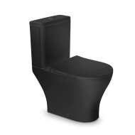 Унитаз Vento Harstad Rimless с сиденьем Duroplast Soft Close черный матовый, горизонтальный выпуск 3.6l, подача воды снизу