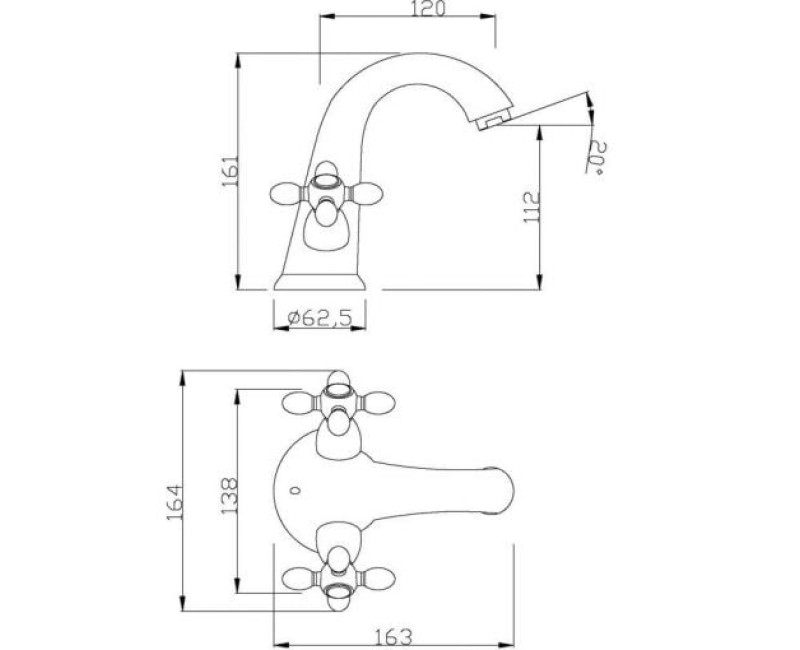 Schütte ELK izlietnes maisītājs, hroms, divroku