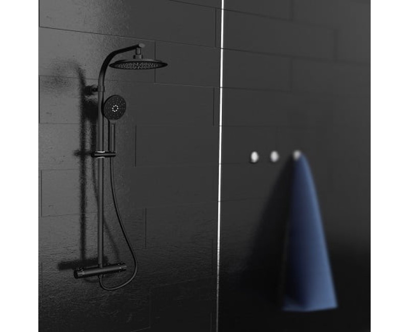 Душевой набор Schütte Madura черный с термосмесителем d 24