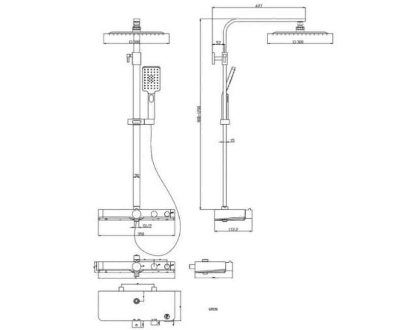 Schütte Ocean galvas duša komplekts  ar termomaisīt. ø300,hr/An