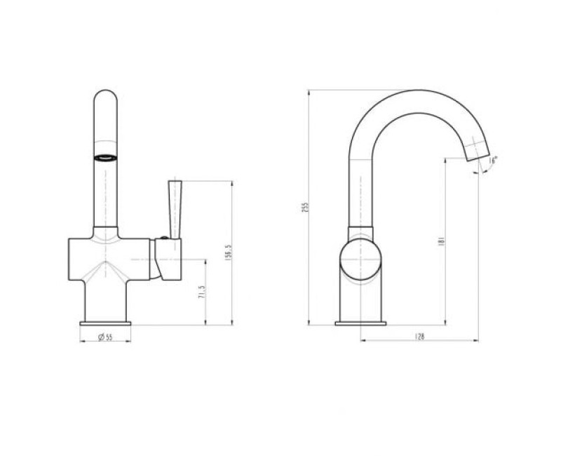 Schütte Cornwall izlietnes maisītājs ar augsto snīpi, hroms