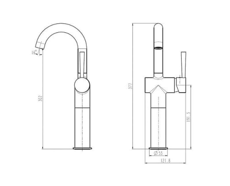Schütte CARLON augstais (301mm) izlietnes maisītājs, hroms