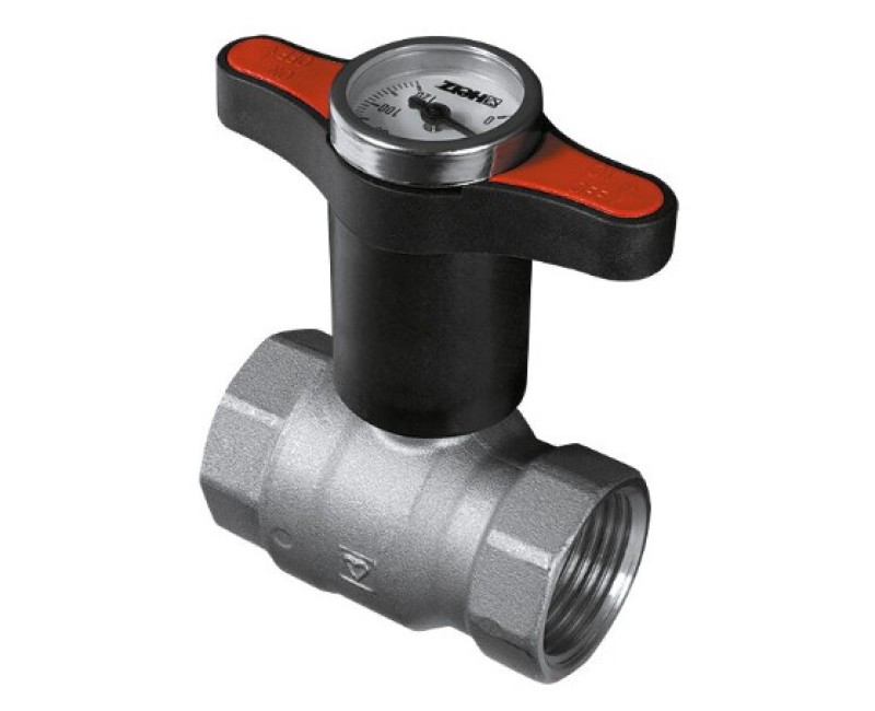 Шаровой кран HERZ 3/4'' i-i с термометром, красный, PN50 (1220162)