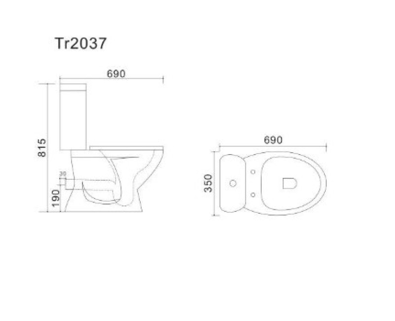 Tualetes Pods Vento Taberg TR2037 ar horizonālo izvādu, 3/6l, ar  Duroplast Soft Close vāku, ūdens padeve no apakšas