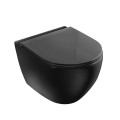 Piekaramais Tualetes Pods Vento Hugge TR2196DF-U18 Rimless matēts melns ar Duroplast Soft Clode poda vāku
