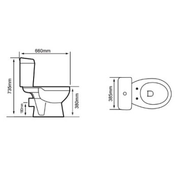 Tualetes Pods Gotland Econom HE-8807P  ar horizonālo izvādu, 3/6l, ar  PP vāku, ūdens padeve no apakšas