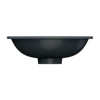 Vannas istabas izlietne Omnires SHELL M+, ārējie izmēri 45 × 32 cm, pabūvējama, bez pārplūdes, matēta lavas melna SHELL380UPBLV