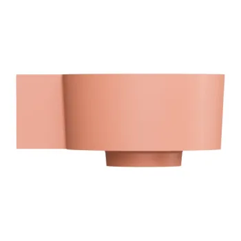 Vannas istabas izlietne Omnires OVO M+, montāžai uz virsmas vai pie sienas, kreisās puses, 33,5 × 34,5 cm, bez pārplūdes, matēta koraļļu krāsa OVO335UWLCO